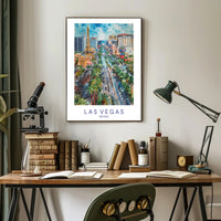 Las Vegas Skyline Watercolor Art Urban or Cityscape Poster PosterGoat