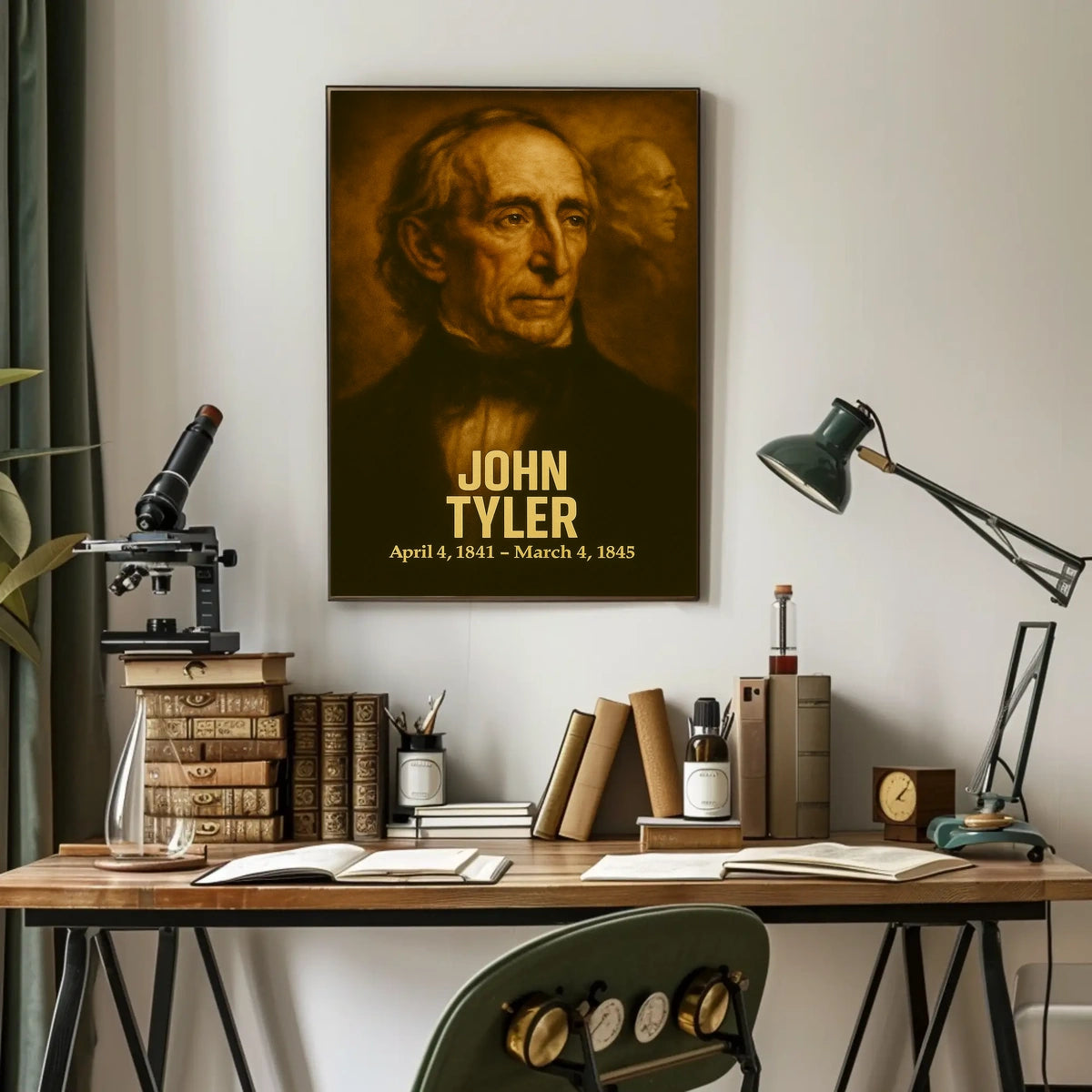 John Tyler Presidential Poster Vintage Analog Film Aesthetic Wall Art Portrait Historical US President Print