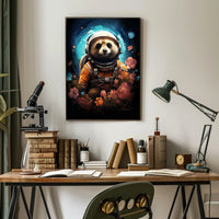 Cosmic Explorer Astronaut Raccoon Poster Wall Art Print