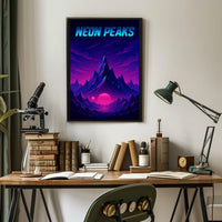 NEON Peaks: Retro-Futuristic Artistry Sci-Fi Poster