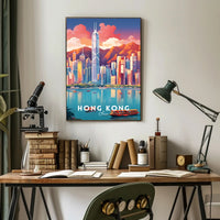Hong Kong Skyline Vibrant Urban or Cityscape Poster