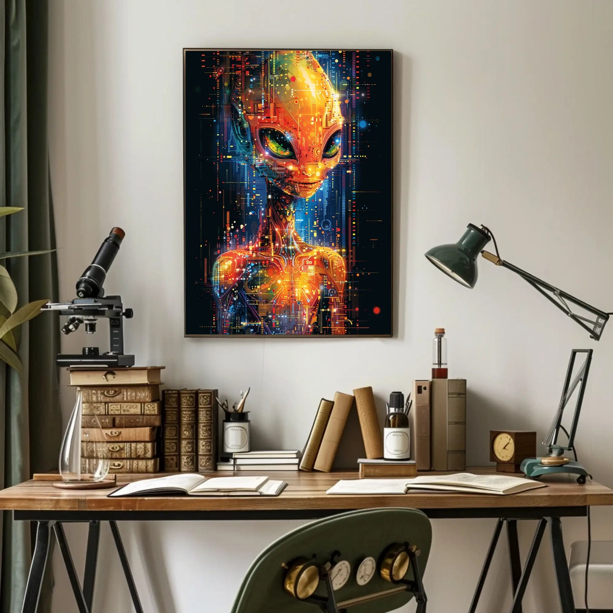 Digital Alien Visage Poster