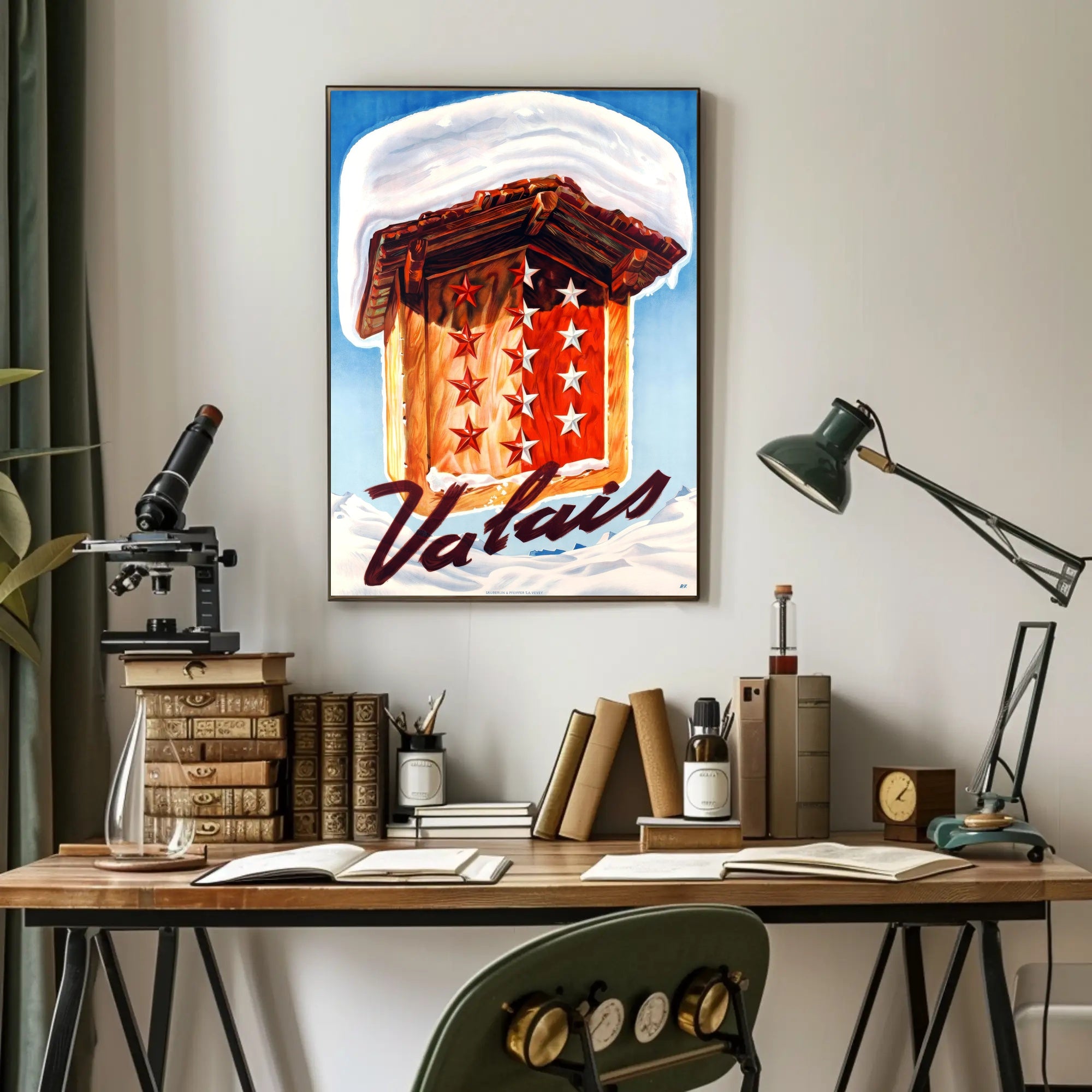 Valais Winter Chalet Art Print Cultural or Heritage Poster PosterGoat