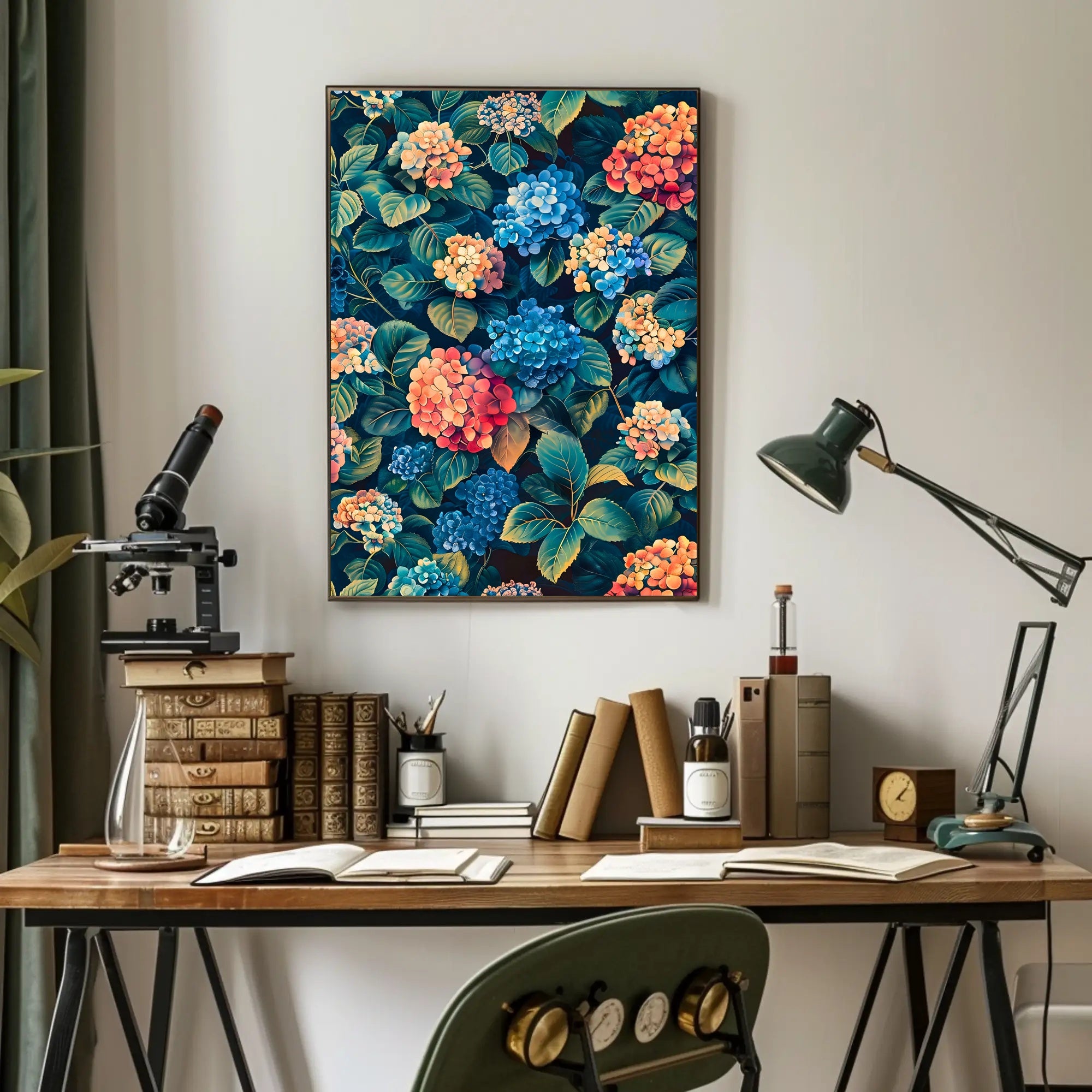 Vibrant Hydrangea Blossom: Ultra-Realistic Artistic Poster