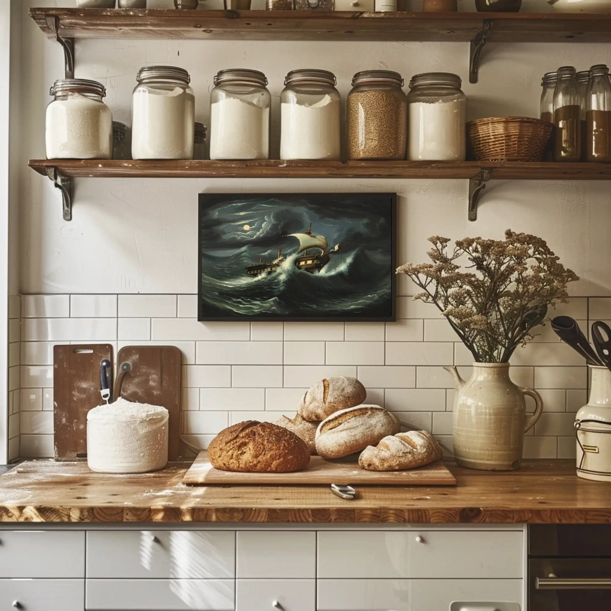 Dramatic Sailing Adventure Under Moonlit Skies Poster