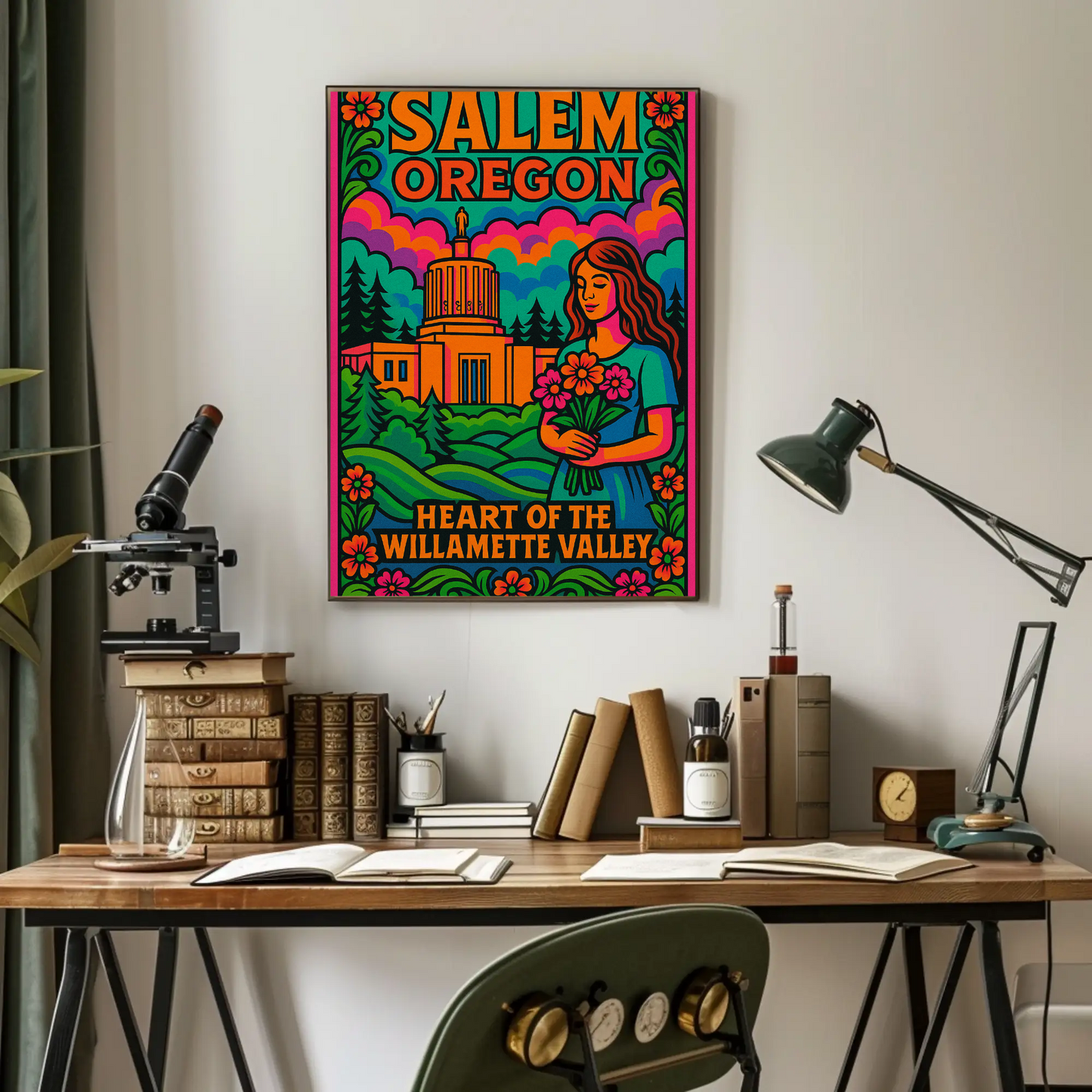 Salem Oregon Willamette Valley Travel Poster