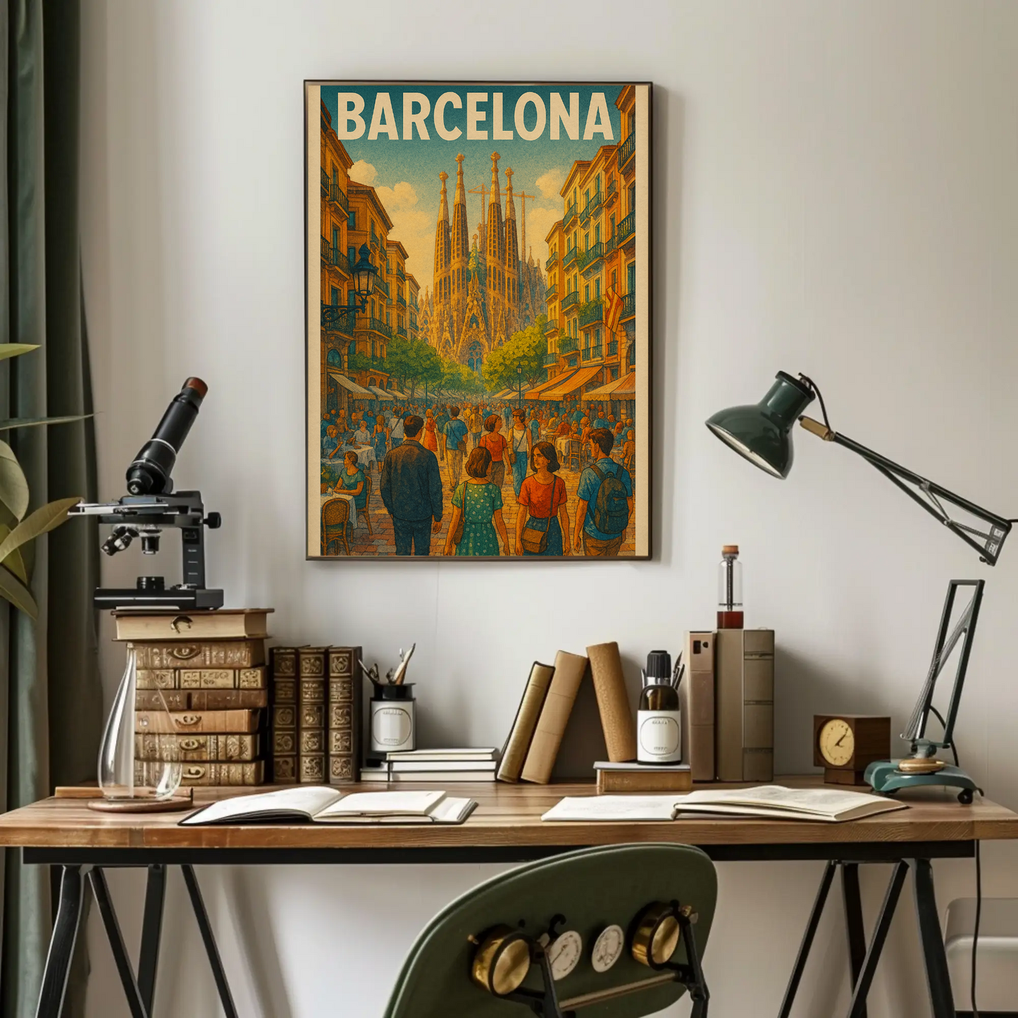 Barcelona Sagrada Familia Street Travel Poster