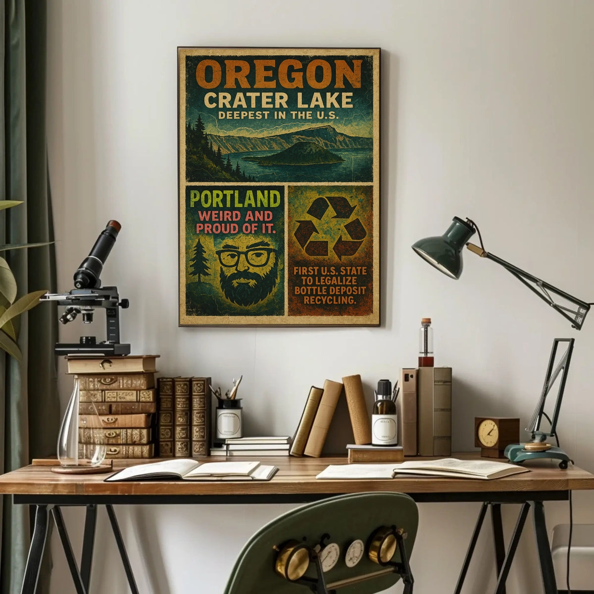 Oregon Pride Crater Lake And Portland Poster