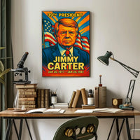 Jimmy Carter 39th President of the United States Colorful Comic Book Style Poster