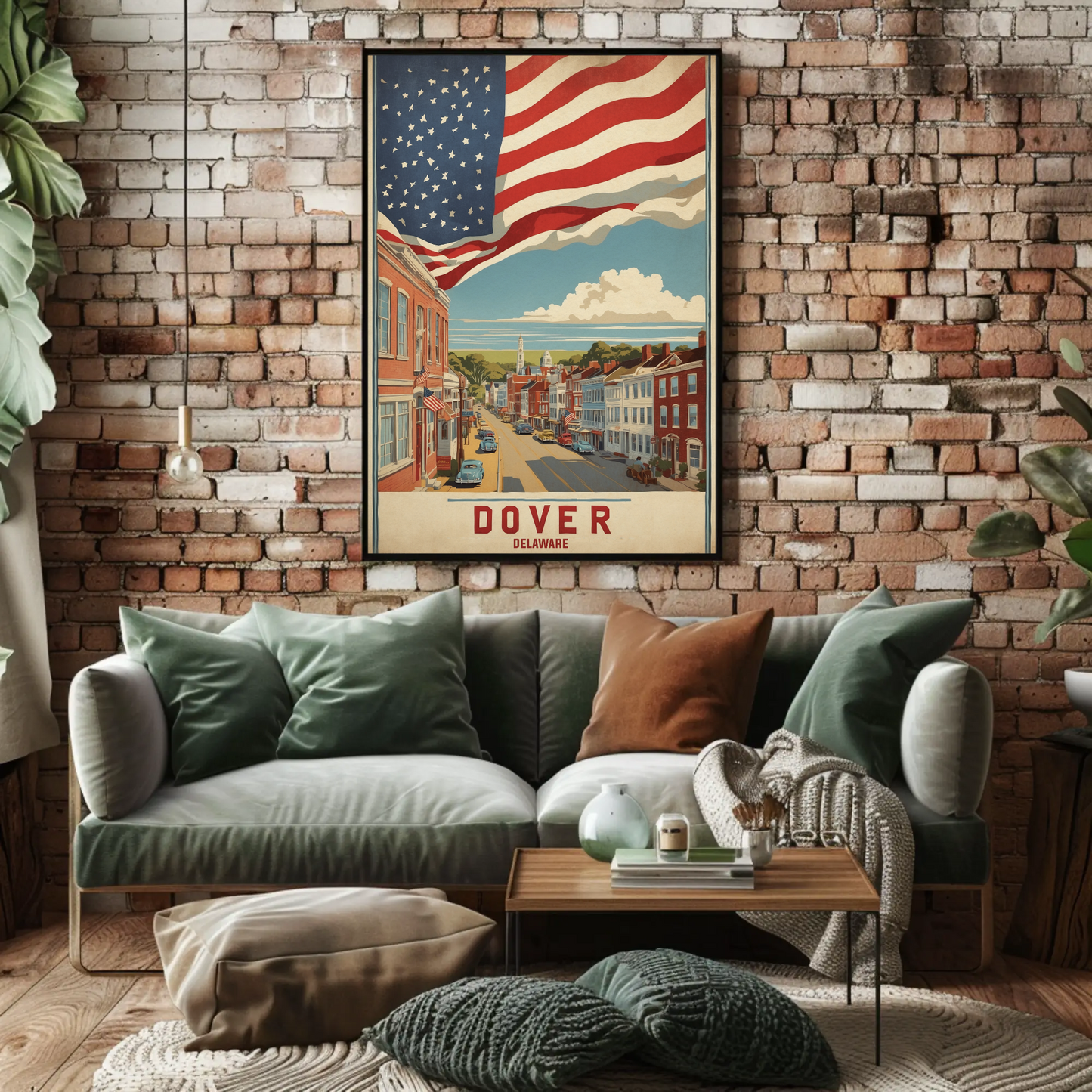 Dover Delaware Americana Main Street Vintage Travel Poster