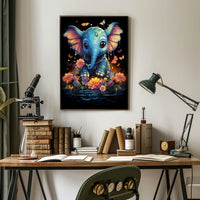 Whimsical Blue Elephant Surrealism Poster