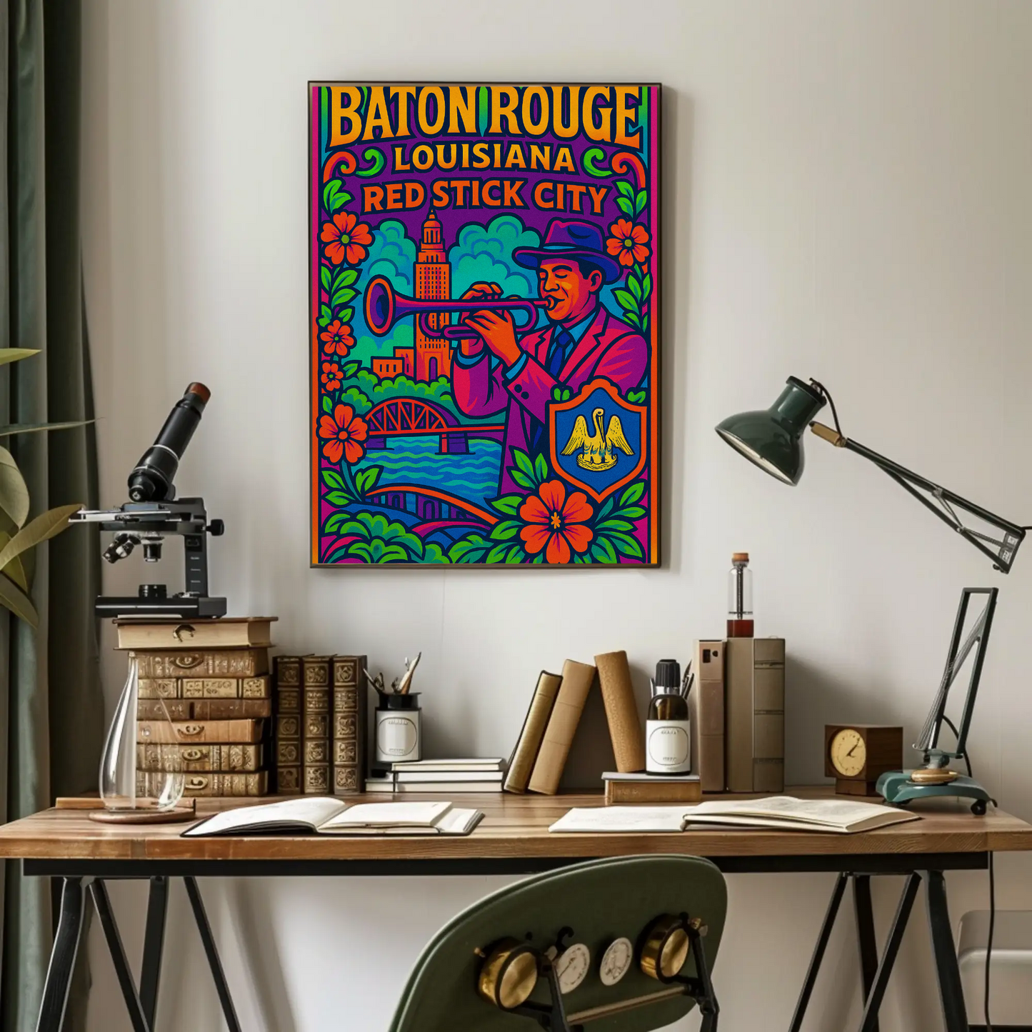 Baton Rouge Red Stick City Travel Poster