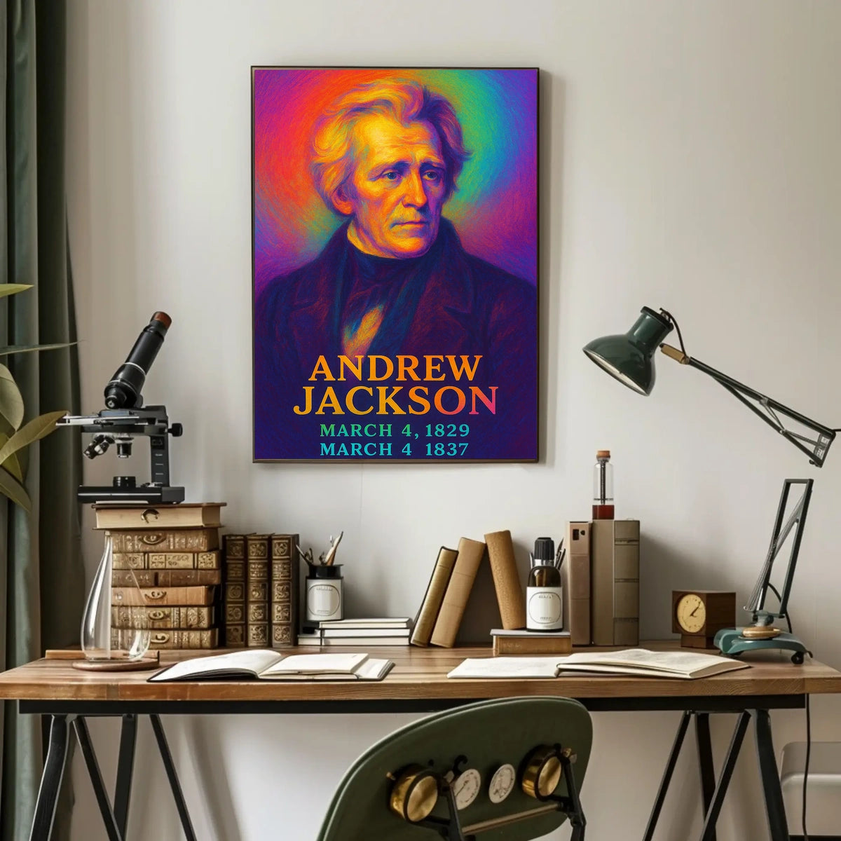 Andrew Jackson 7th President of the United States Neon Gradient Overlay Poster