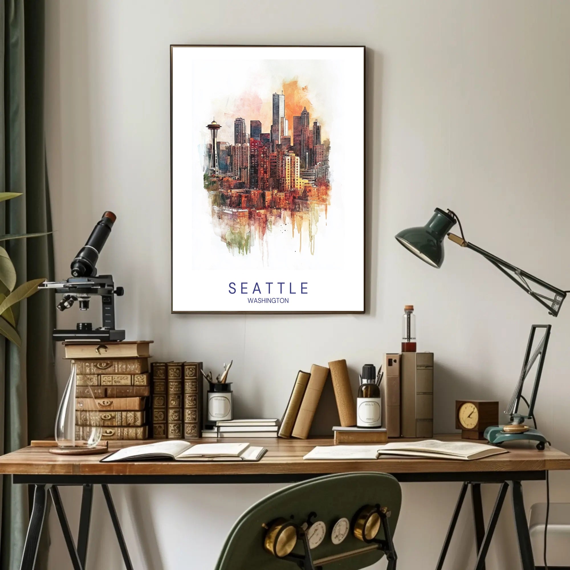 Seattle Skyline Art Poster PosterGoat