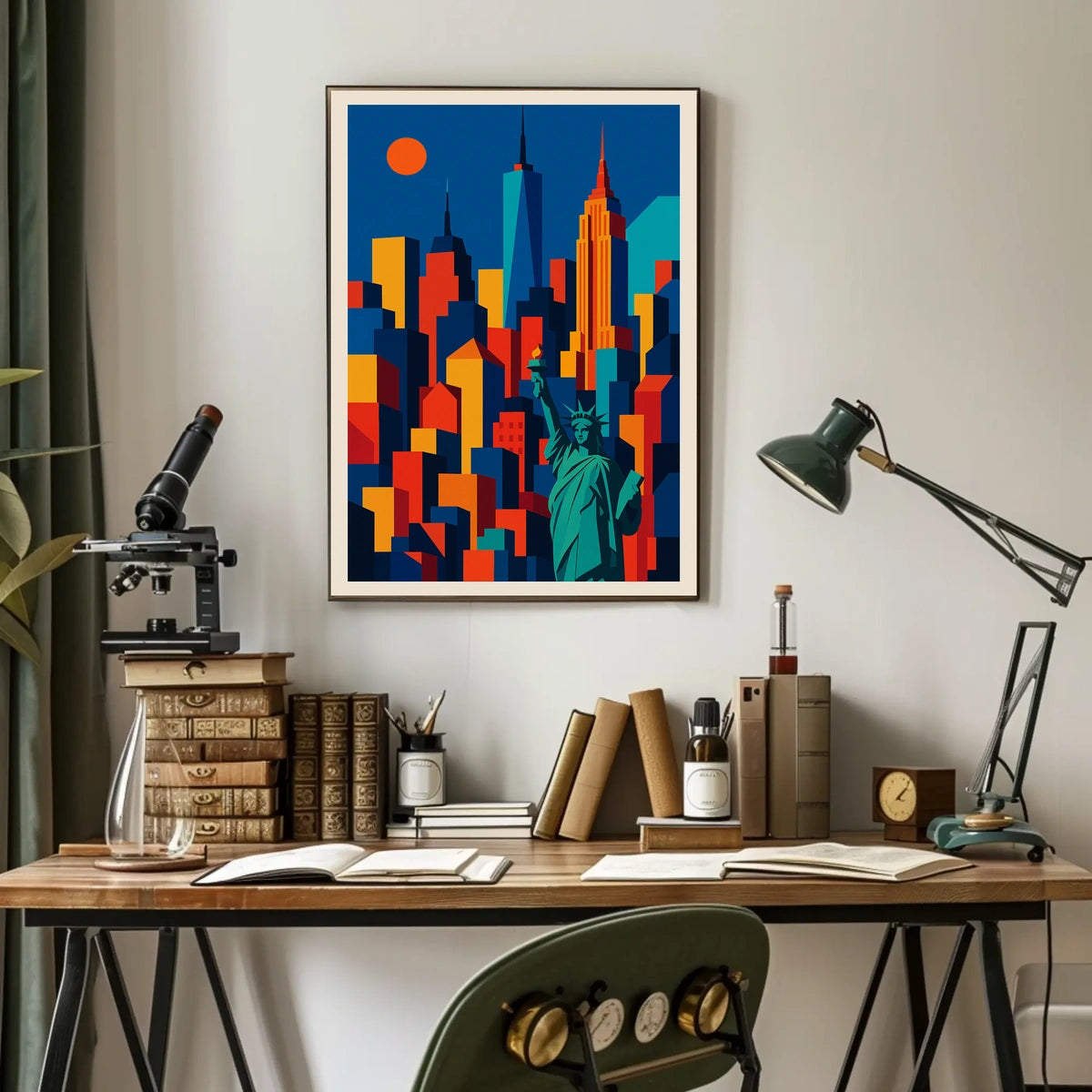 Vibrant NYC Skyline Poster For Urban Art Lovers Geometric