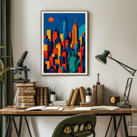 Vibrant NYC Skyline Poster For Urban Art Lovers Geometric