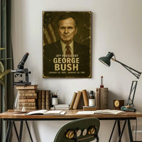 George H. W. Bush 41st President of the United States Damaged Photograph Poster