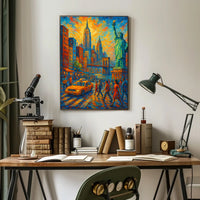 New York Cityscape Art Print Vibrant Impressionist For Home