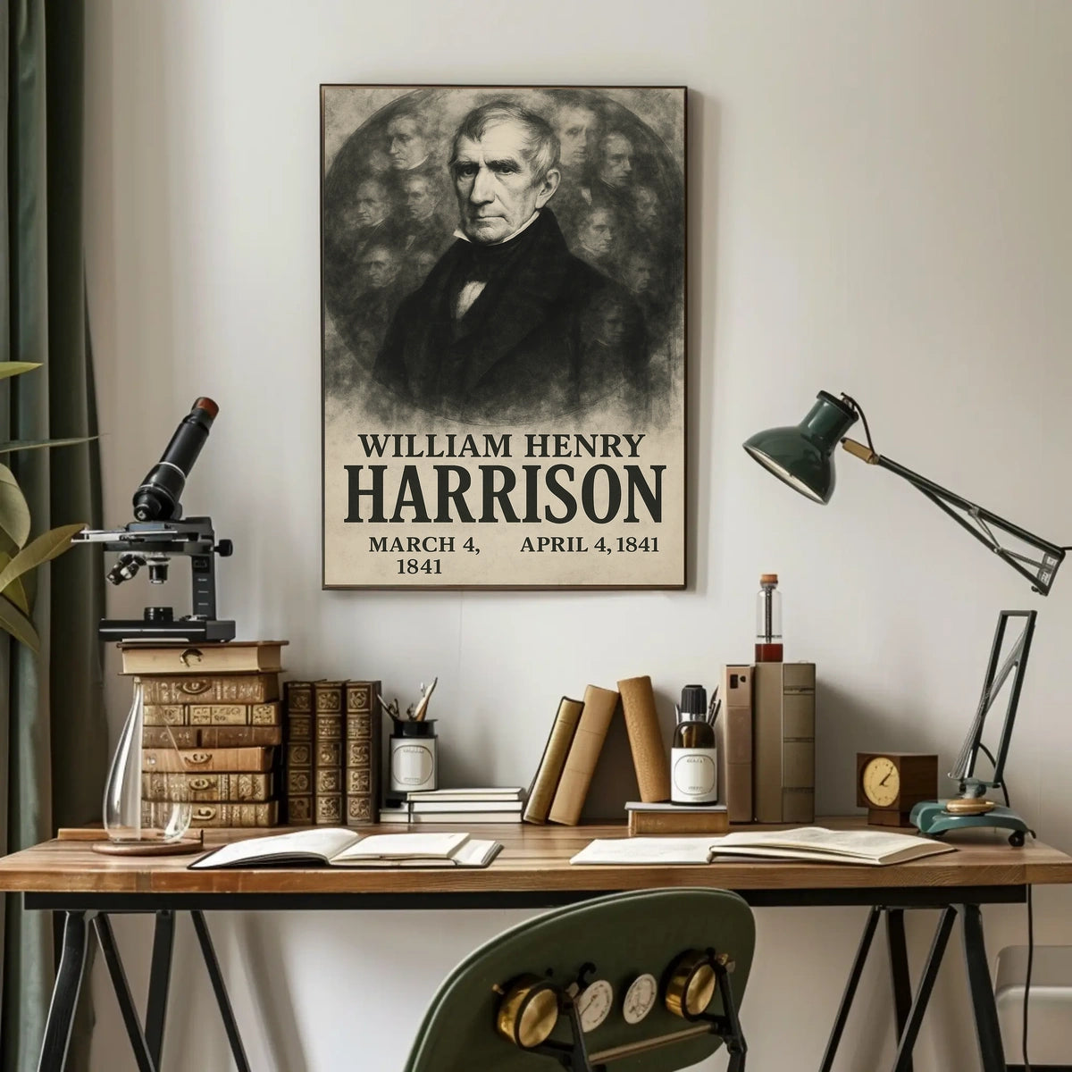 William Henry Harrison 9th President of the United States Double Exposure Poster