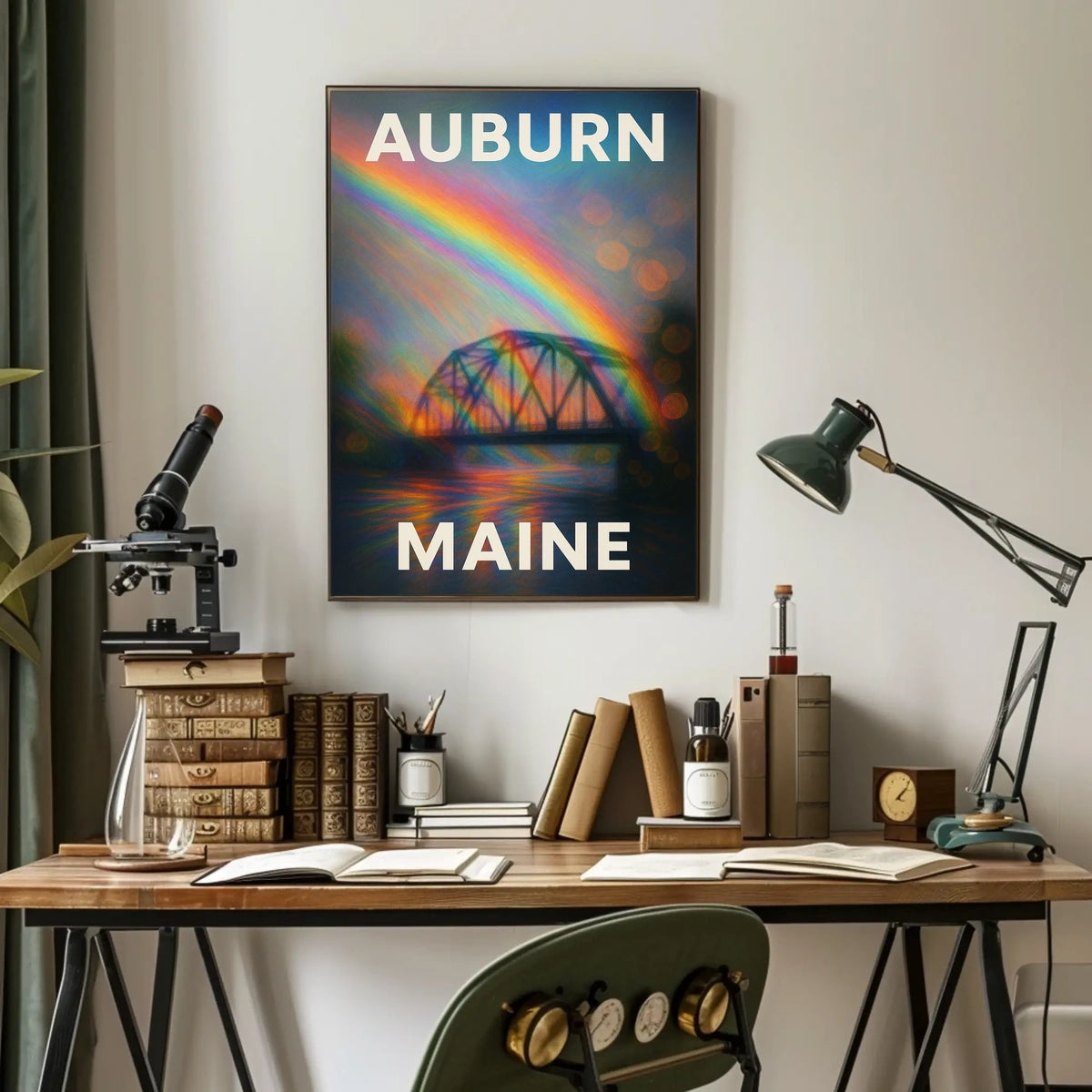 Auburn Maine Rainbow Bridge Photography Wanderlust Poster