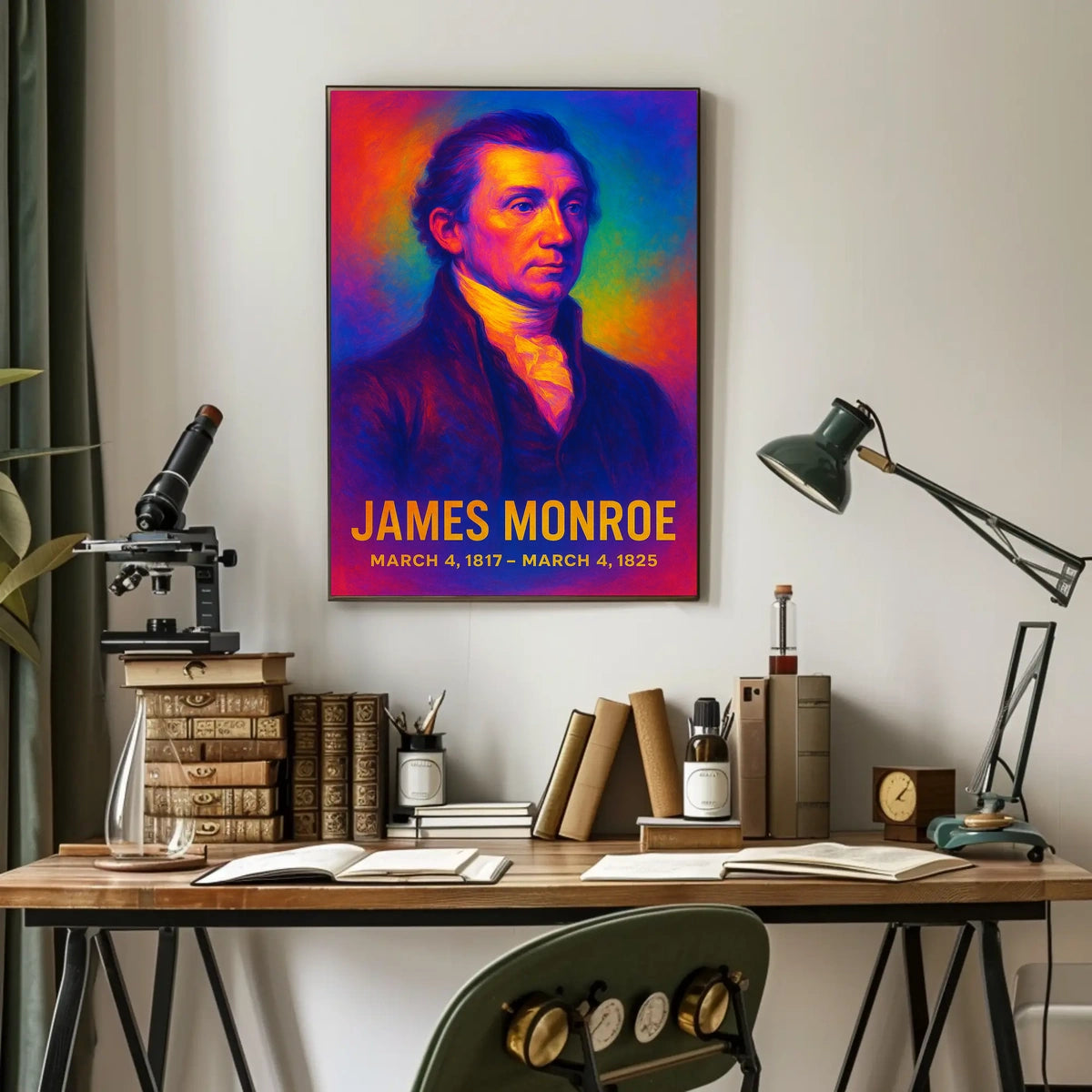 James Monroe 5th President of the United States Neon Gradient Overlay Poster