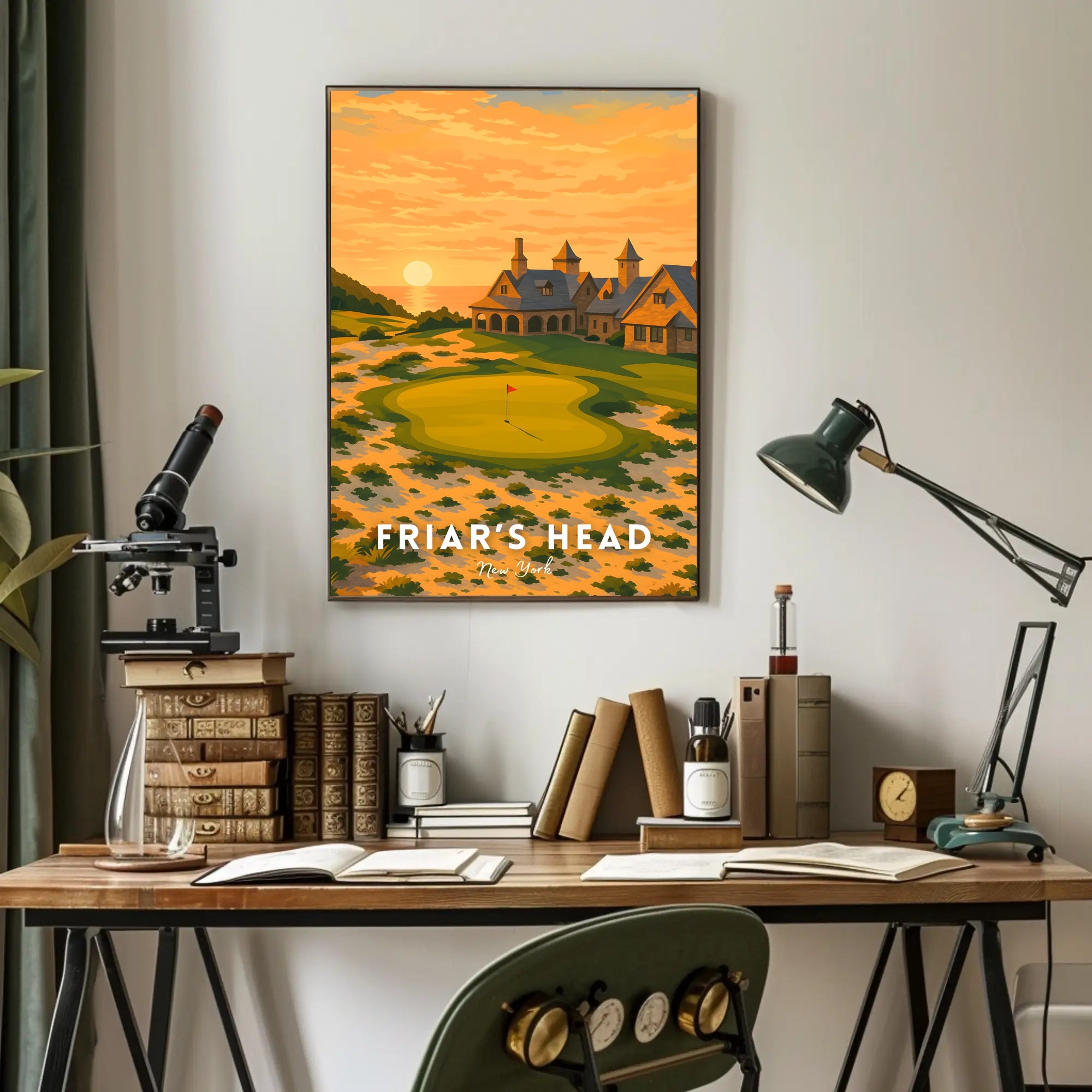 Serene Golf Course Sunset Artistic Sports Poster