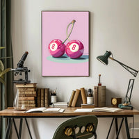 Cherry Billiard Balls Pop Culture Poster PosterGoat