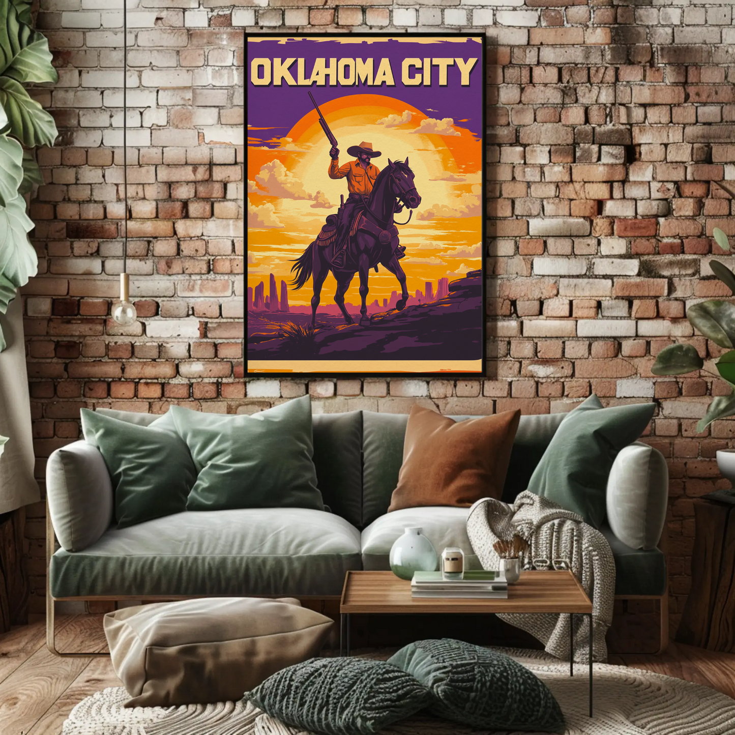 Oklahoma City Cowboy Vintage Poster