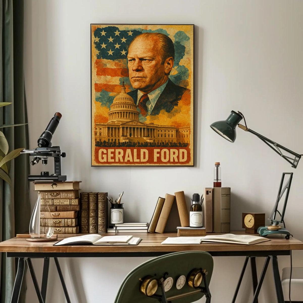 Gerald Ford 38th President of the United States Layered Digital Collage Poster
