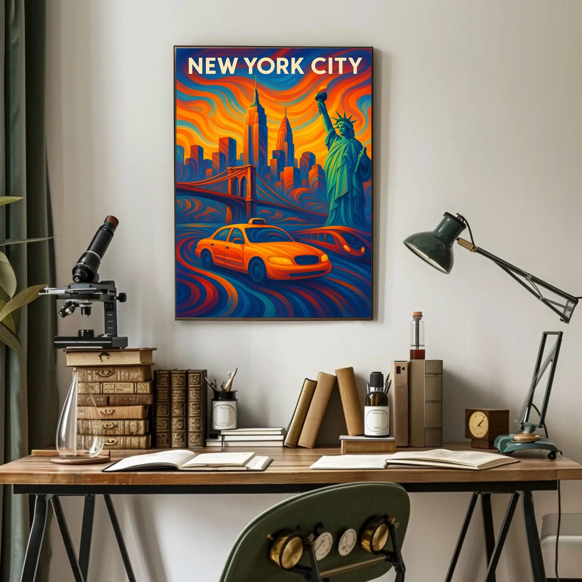 New York City Landmarks Poster Abstract Vibrant Wall Art