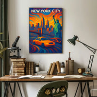 New York City Landmarks Poster Abstract Vibrant Wall Art