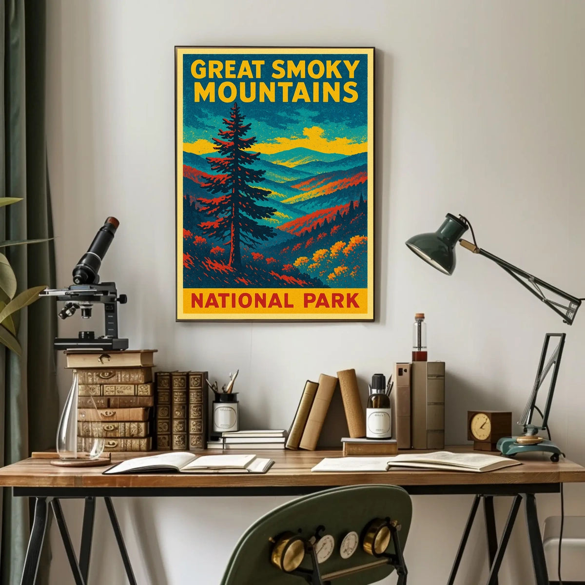 Great Smoky Mountains Vintage Travel Poster Art Nostalgic Retro Adventure Landscape Poster