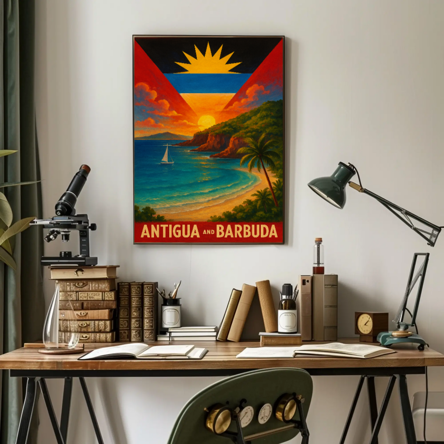 Tropical Paradise Antigua and Barbuda Travel Poster
