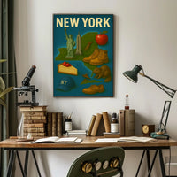 New York Nostalgia Cityscape Poster Vintage Wall Art