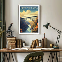 New River Gorge Poster Vintage Travel Wall Art