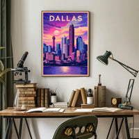 Dallas Skyline at Sunset Poster
