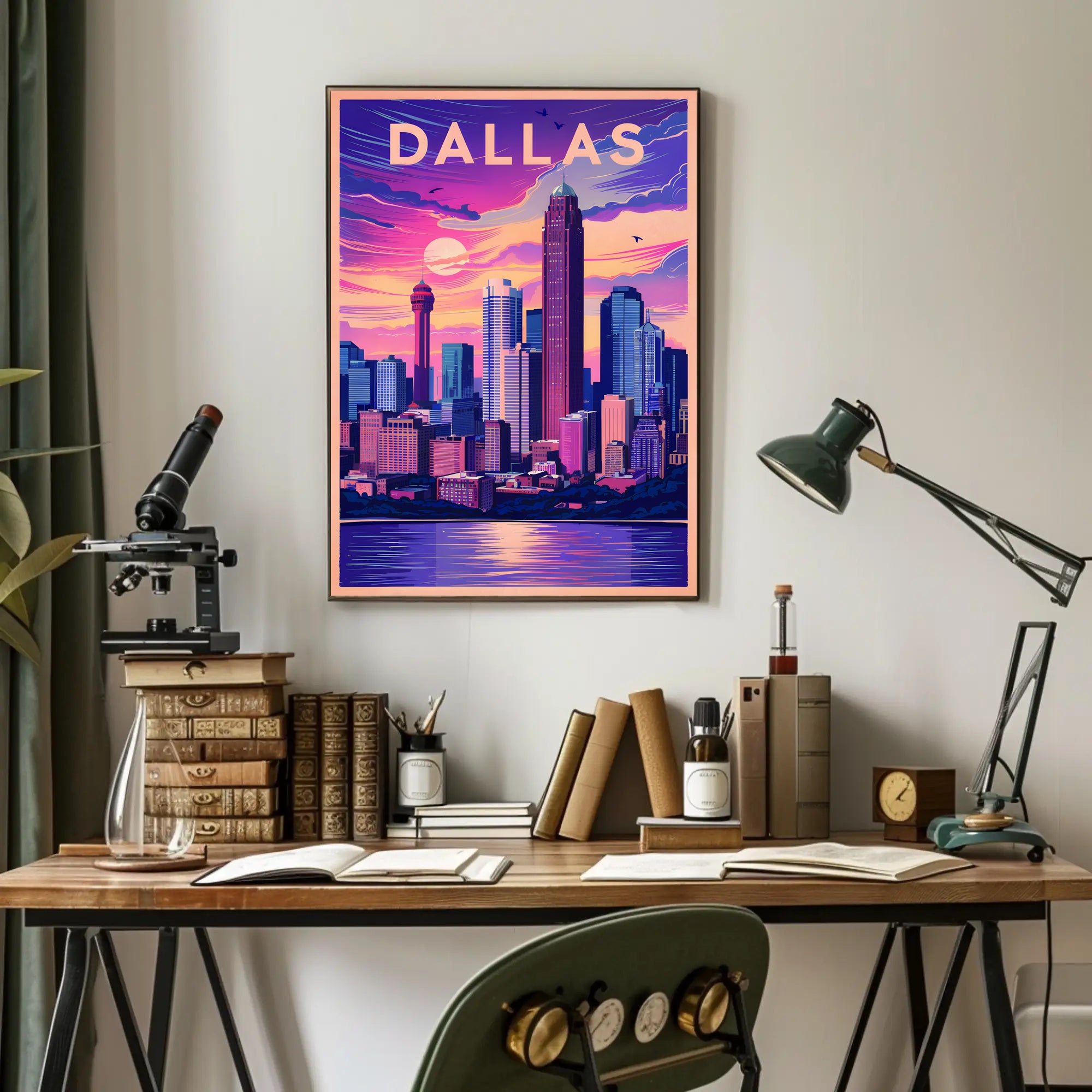 Dallas Skyline at Sunset Poster