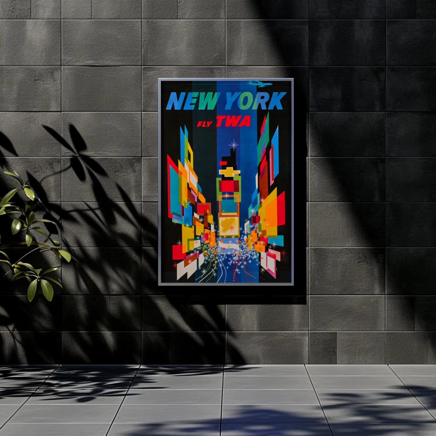 1960s New York Times Square TWA Vintage Style Travel Poster