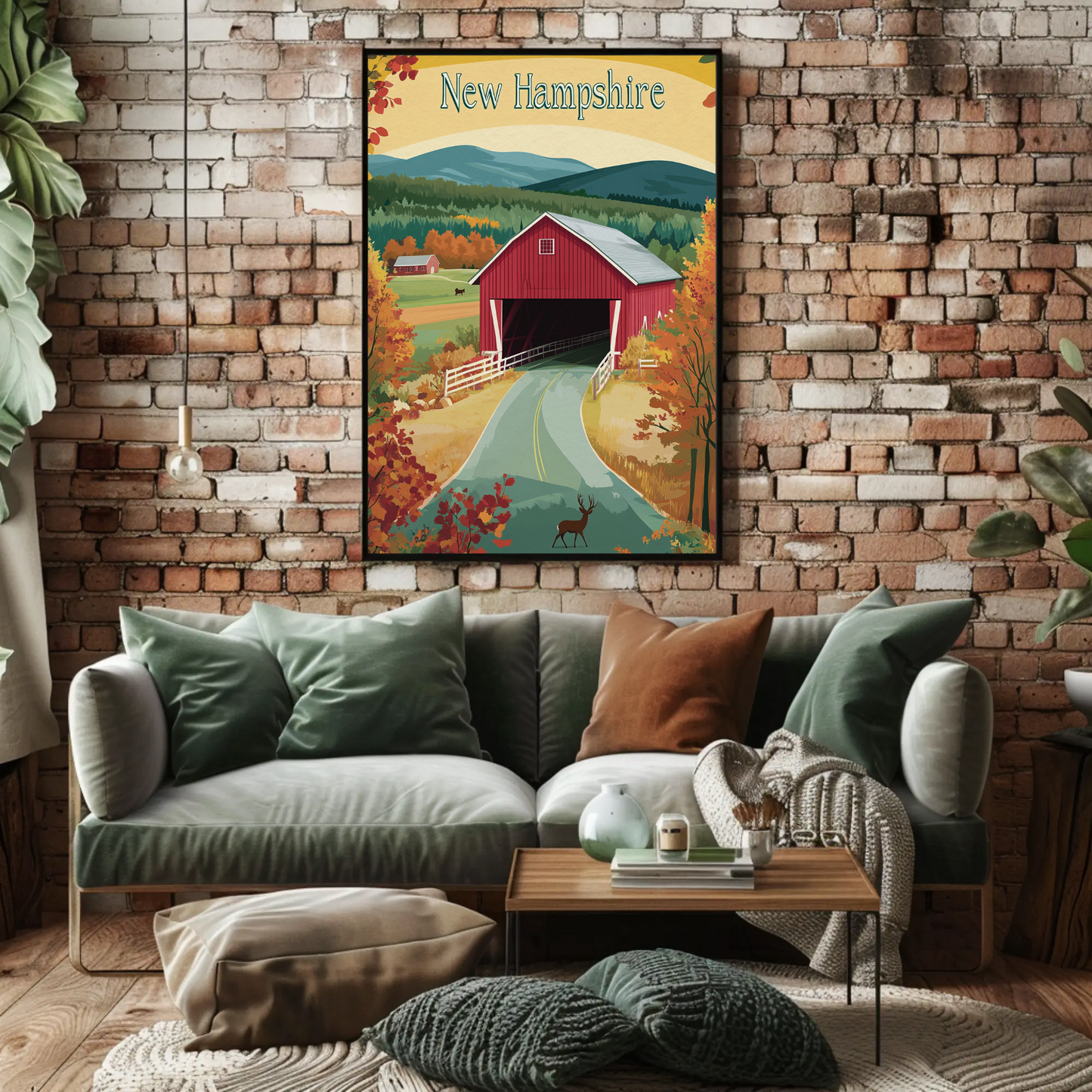 New Hampshire Vintage Poster Covered Bridge