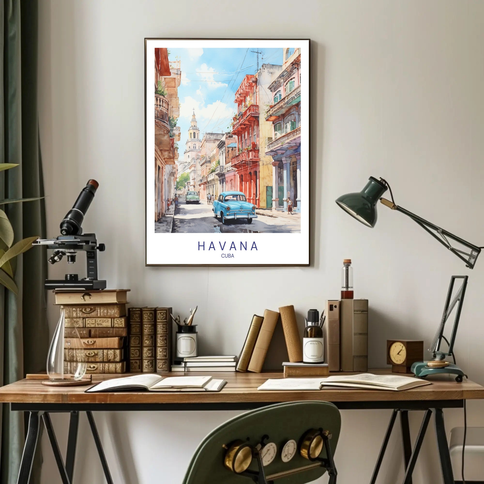 Havana Vintage Car Street Scene Urban or Cityscape Poster PosterGoat