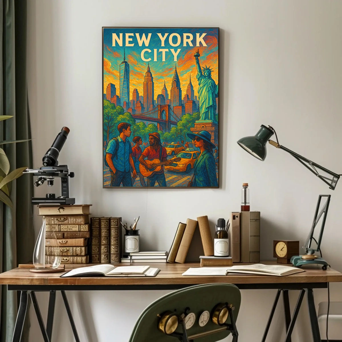 New York City Vibrant Urban Life Poster Modern Wall Art