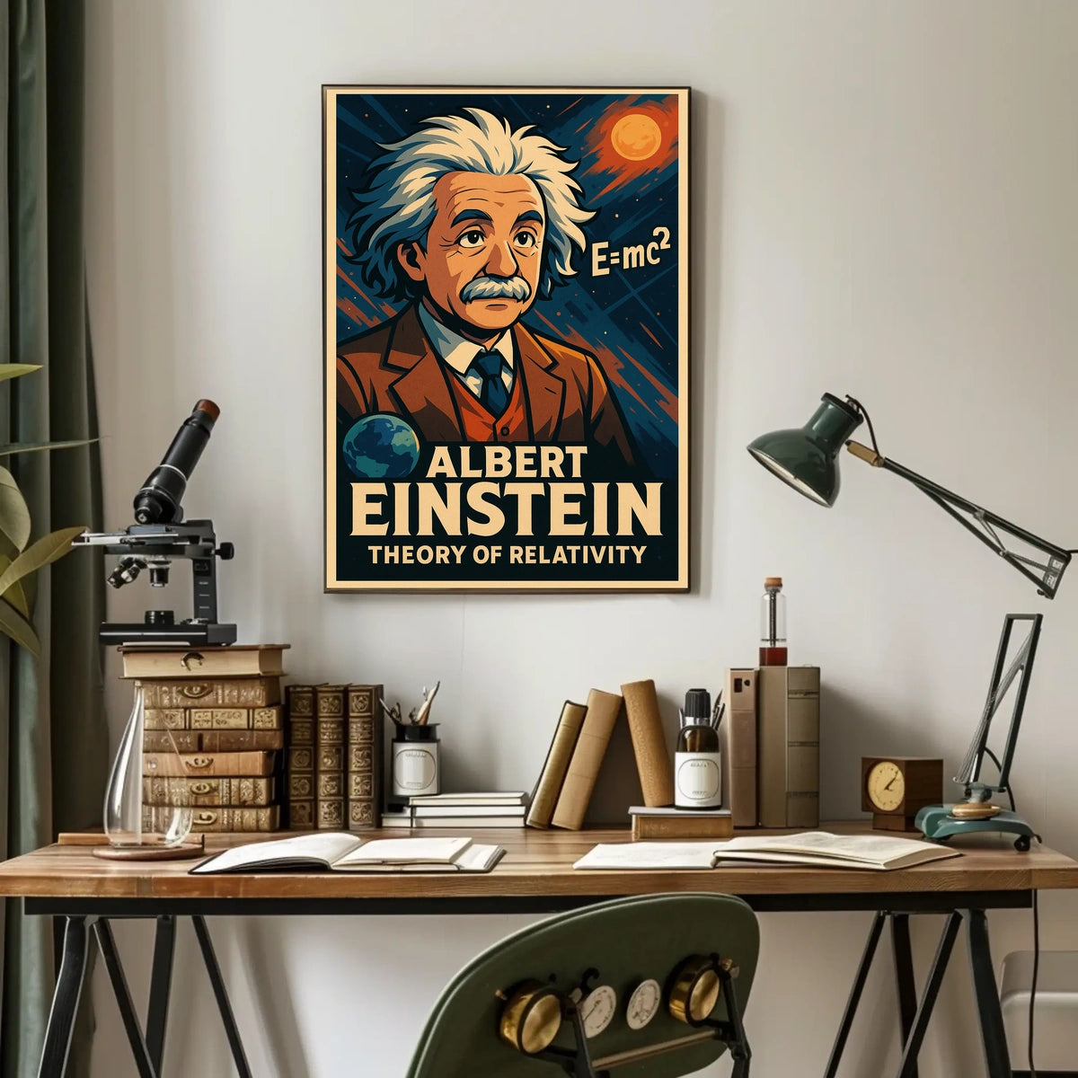 Albert Einstein Relativity Science Study Poster