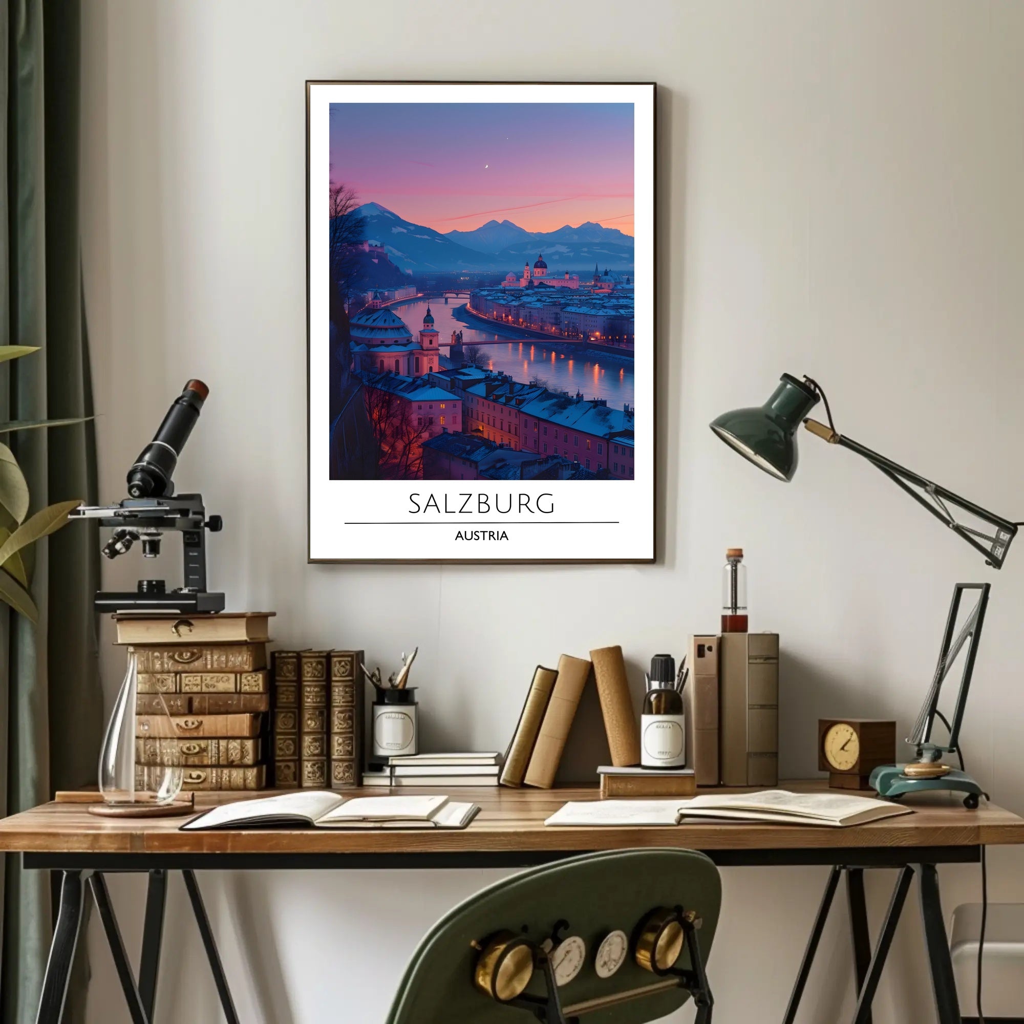 Salzburg Twilight Enchantment: Scenic Travel Poster