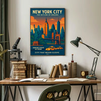 New York City Skyline Poster Dreamy Urban Wall Art Decor