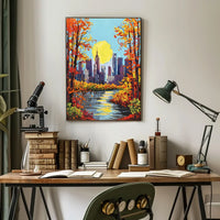 Autumn Cityscape Poster: Vibrant Urban Art Print