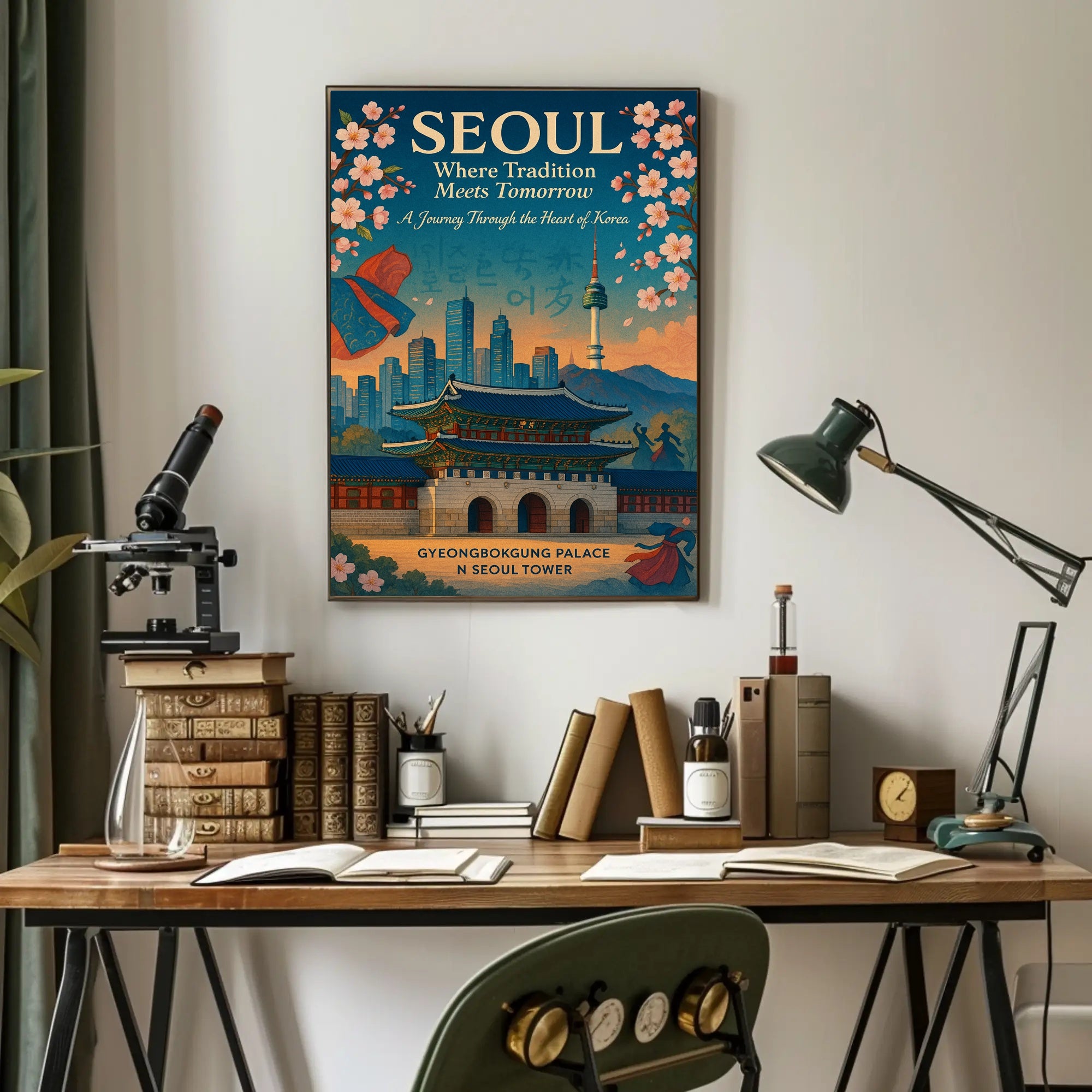 Seoul Travel Poster Modern Cityscape Wall Art