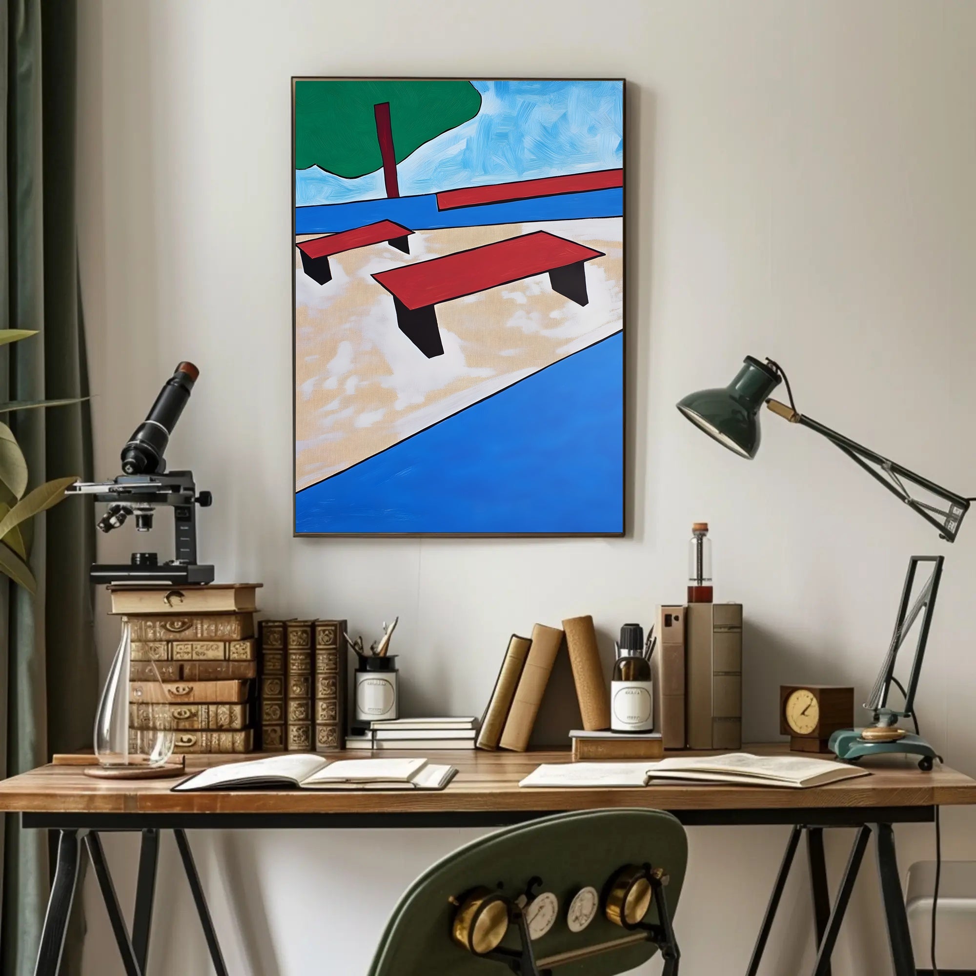 Abstract Park Scene Poster Modern Minimalist Print