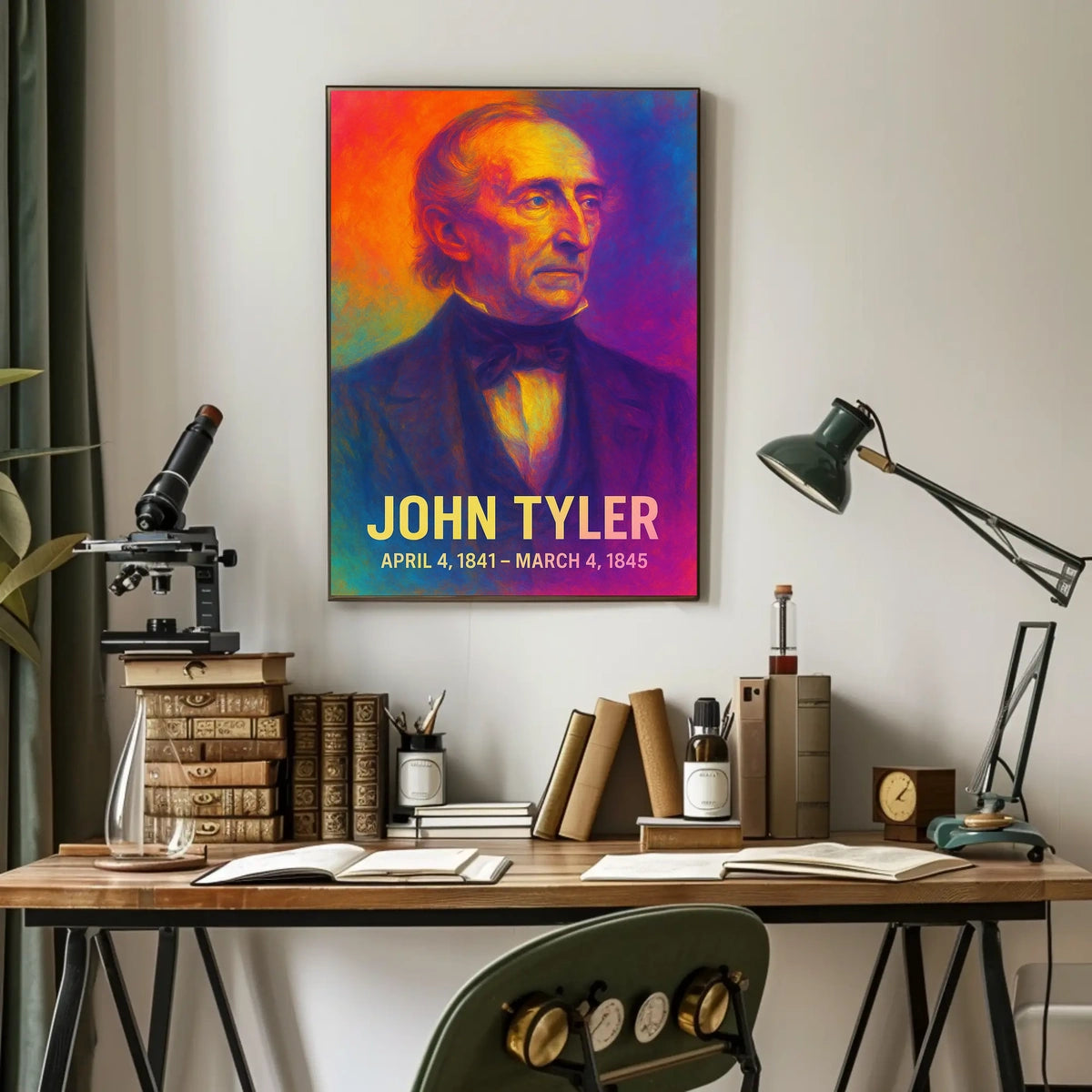 John Tyler 10th President of the United States Neon Gradient OverlayPoster