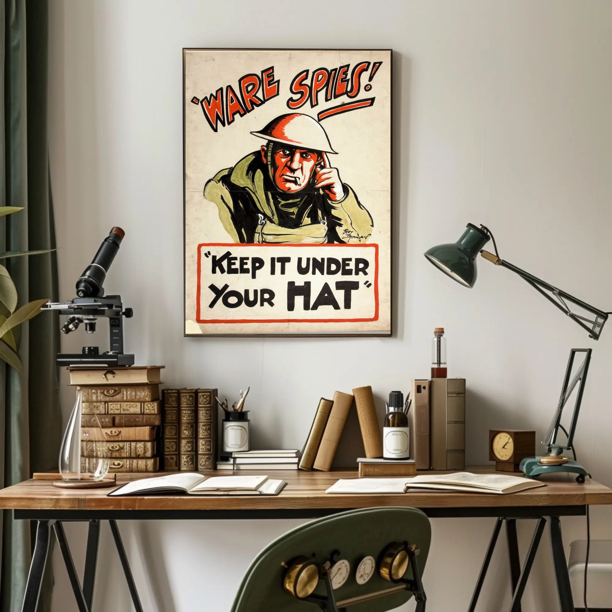 KEEP IT UNDER YOUR HAT WWII Propaganda Poster