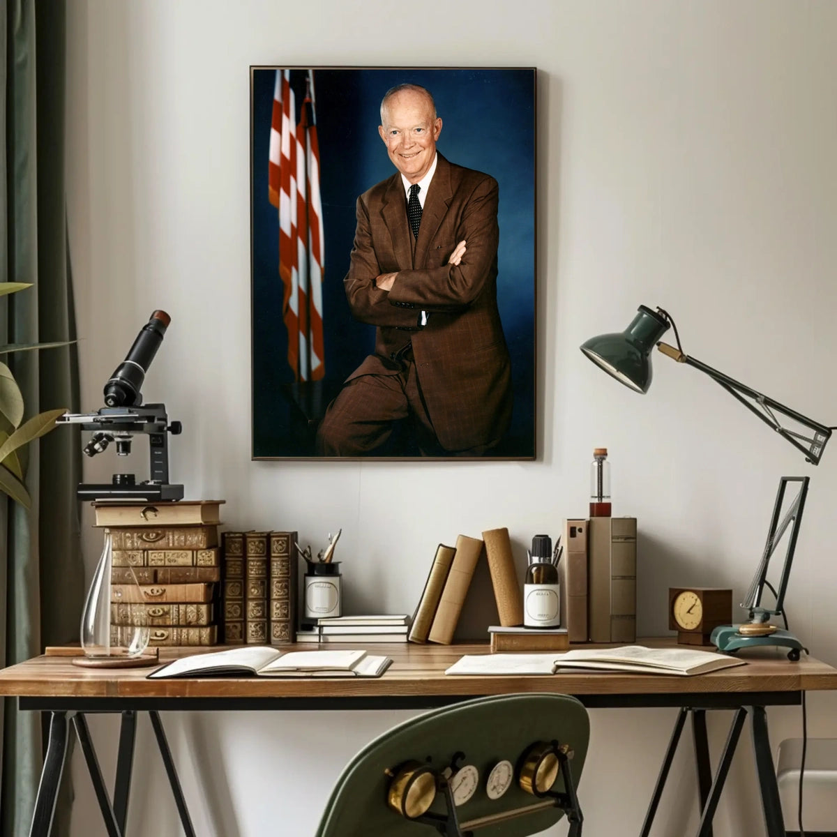 Presidential Pose with Flag – Dwight D. Eisenhower Poster